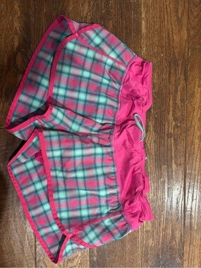 Rare lululemon athletica Pink and Teal Plaid Athletic Shorts